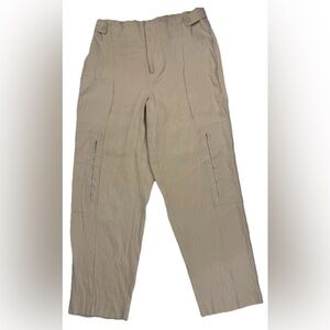 Jason Wu Side Zip Cargo Linen Blend Wide Leg Pants - Beige Women Size Medium Euc